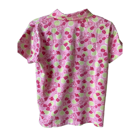 Lilly Pulitzer Shirt Girls Size XL 12-14 Kids Youth Top Vintage Green Pink Polo - Picture 2 of 8